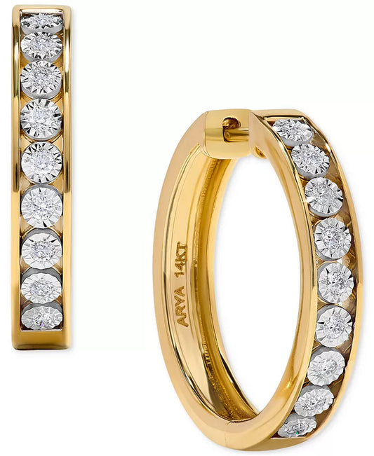 Diamond Channel Set Hoop Earrings (1/4 Ct. T.W.) in 14K Gold