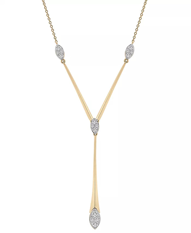 Diamond Cluster Elongated Lariat Necklace (1/2 Ct. T.W.) in 14K Gold, 16" + 2" Extender, Created for Macy'S