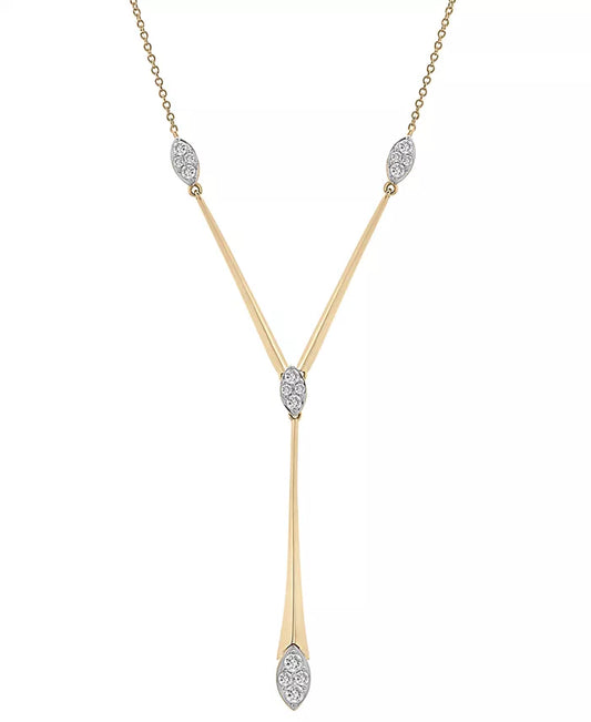 Diamond Cluster Elongated Lariat Necklace (1/2 Ct. T.W.) in 14K Gold, 16" + 2" Extender, Created for Macy'S