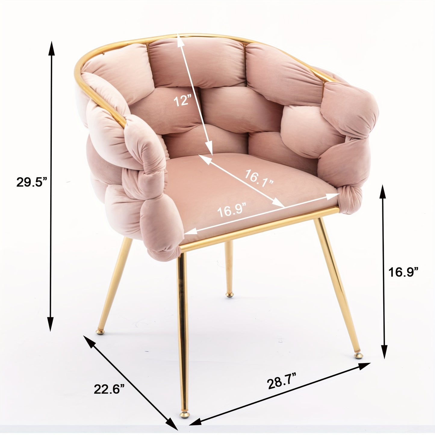 2Pcs Modern Luxury Velvet Sofa Chair Comfy Upholstered Vanity Chairs Bedroom Dining Chairs with Golden Metal Legs Vanity Desk Chair, Accent Desk Chair Dining Room