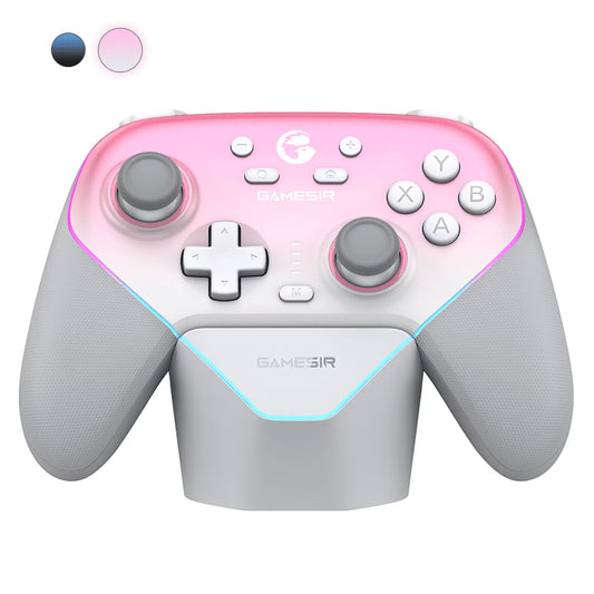 Super Nova Multi-Platform Wireless Gaming Controller for Pc/Switch/Ios/Android with Smart Auto Start-Stop Charging Dock(Whipped Pink Version)