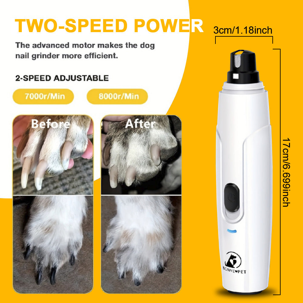 Nail Grinder for Dogs- Upgraded Dog Nail Trimmers Super Quiet, 2 Speeds, Rechargeable, 2 Grinding Wheels for Small Large Dogs& Cats