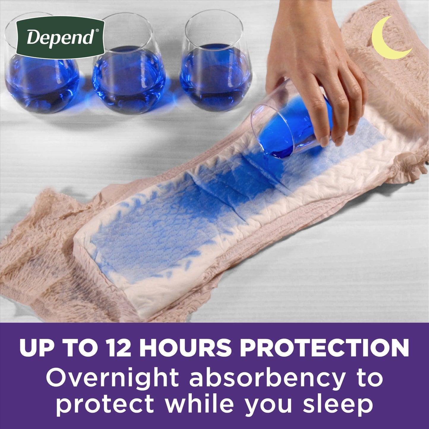 Night Defense Incontinence Underwear for Women, Adult Diapers, M, 15 Count