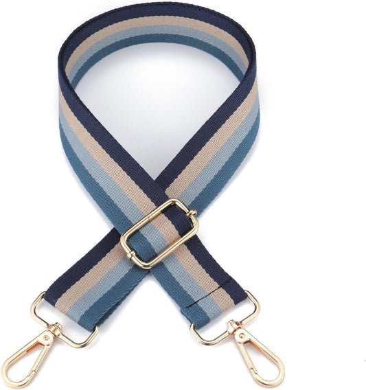 Purse Straps Replacement for Handbag Wide Crossbody Bag Straps Replacement Adjustable Shoulder Luggage Straps (Blue Stripe)
