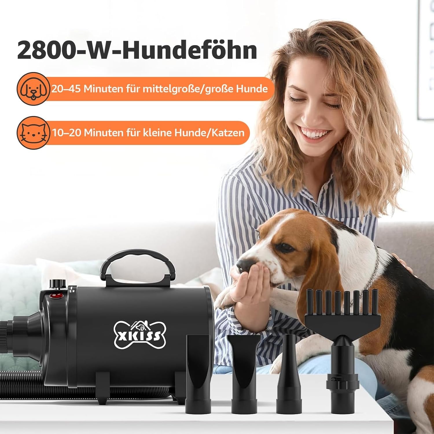 Dog Blow Dryer for Grooming 4.5Hp/2800W，Speed High Velocity Dryer for Dogs Blower for Professional Heatfor Dogs, Cats