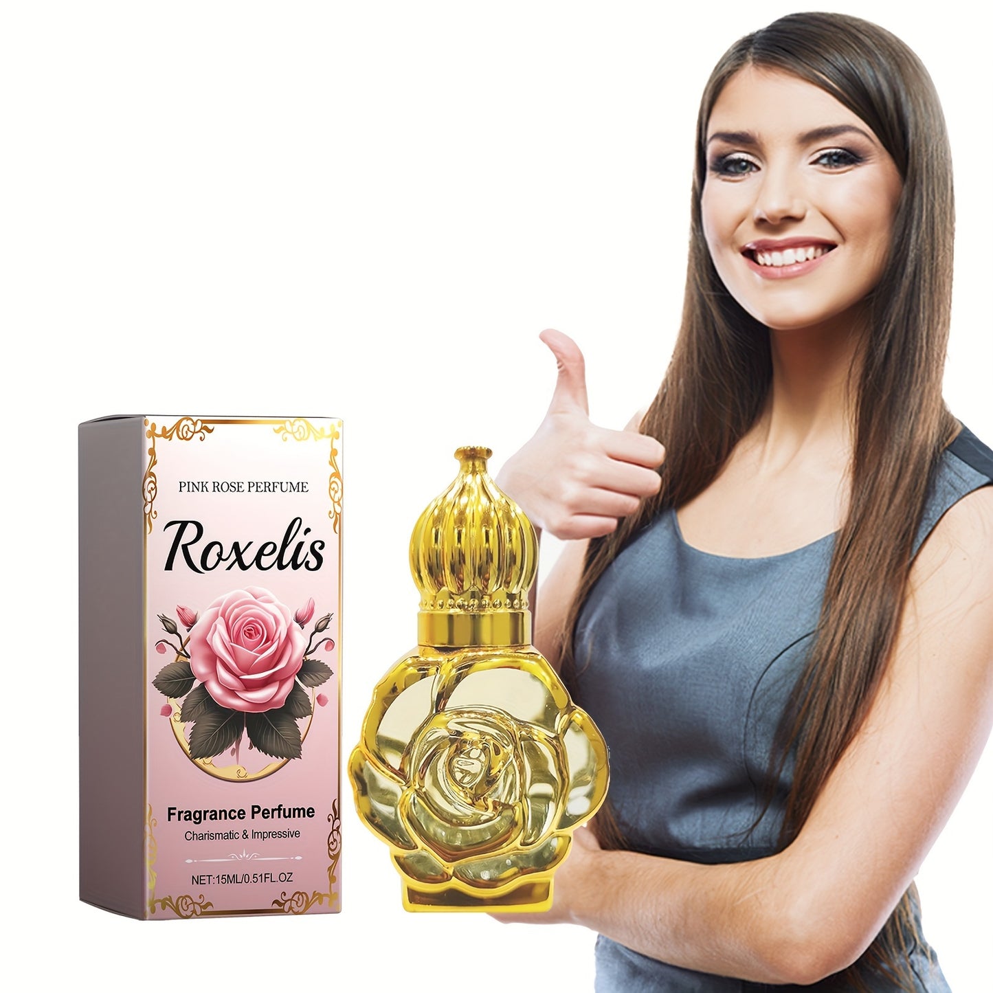 "Feminine Mystique" Elegant Rose Scented Perfume 0.51oz - Long-Lasting Floral Fragrance, Ideal For Dates & Everyday Wear, Perfect Gift For Her