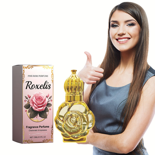 "Feminine Mystique" Elegant Rose Scented Perfume 0.51oz - Long-Lasting Floral Fragrance, Ideal For Dates & Everyday Wear, Perfect Gift For Her