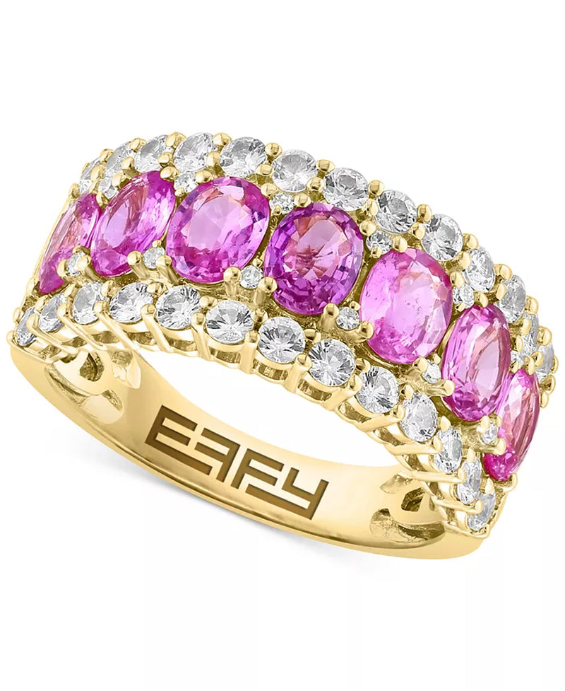 EFFYÂ® Blue & White Sapphire Ring (3-1/2 Ct. T.W.) & Diamond (1/20 Ct. T.W.) in 14K White Gold. (Also Available Emerald and Pink Sapphire)