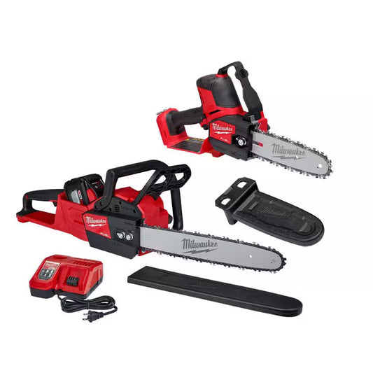 M18 FUEL 8 In. 18V Lithium-Ion Brushless Electric Battery Chainsaw HATCHET W/M18 FUEL 16 In. Chainsaw Kit (2-Tool)