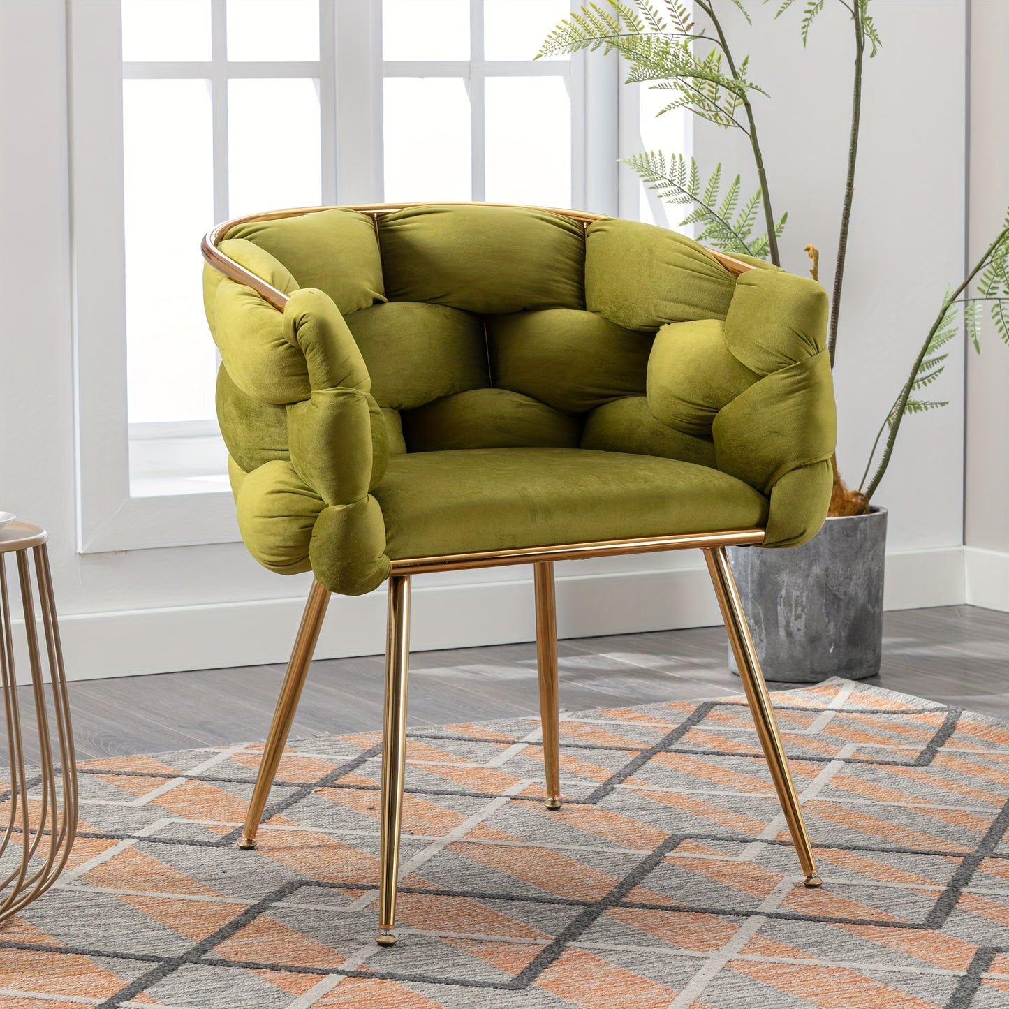 2Pcs Modern Luxury Velvet Sofa Chair Comfy Upholstered Vanity Chairs Bedroom Dining Chairs with Golden Metal Legs Vanity Desk Chair, Accent Desk Chair Dining Room