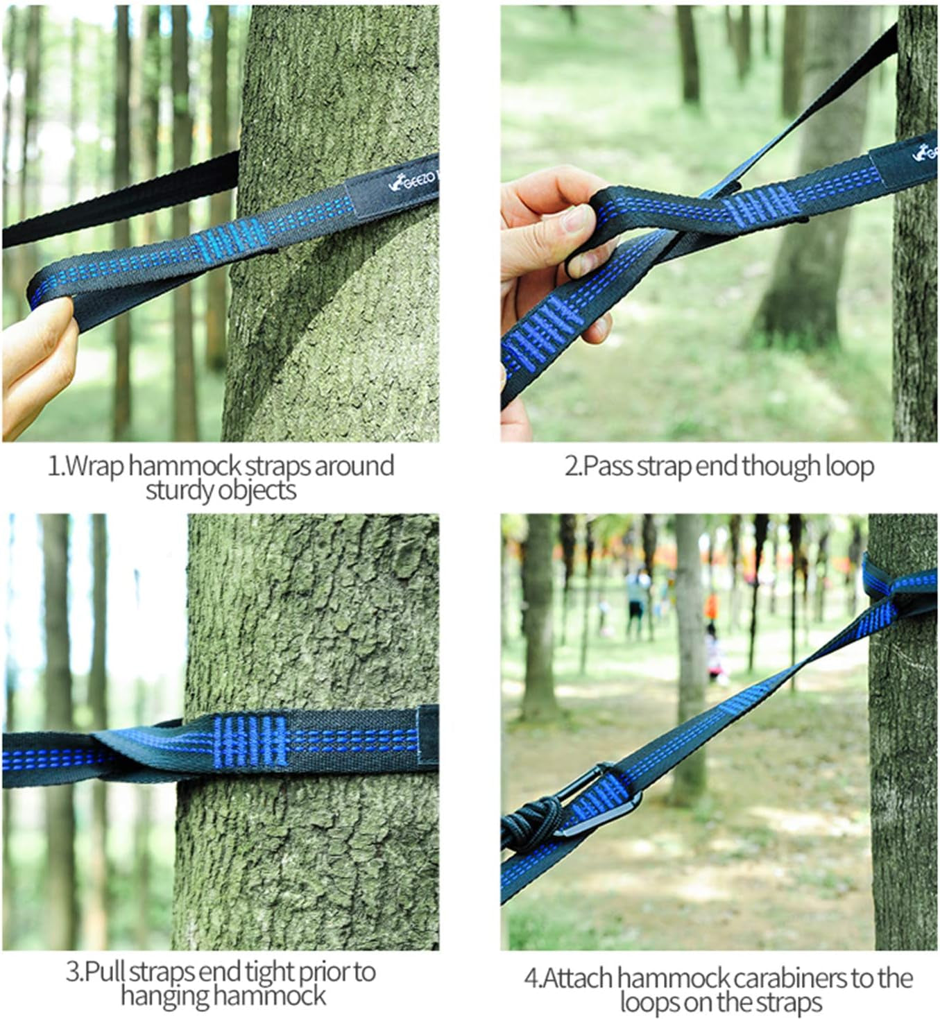 Double Camping Hammock, Lightweight Portable Parachute (2 Tree Straps 16 LOOPS/10 FT Included) 500Lbs Capacity Hammock for Backpacking, Camping, Travel, Beach, Garden