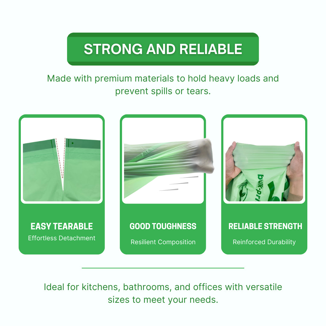 FPN Trash Bags 13 Gallon with Drawstring Durable & BPA Free Garbage Bags 50/Pack