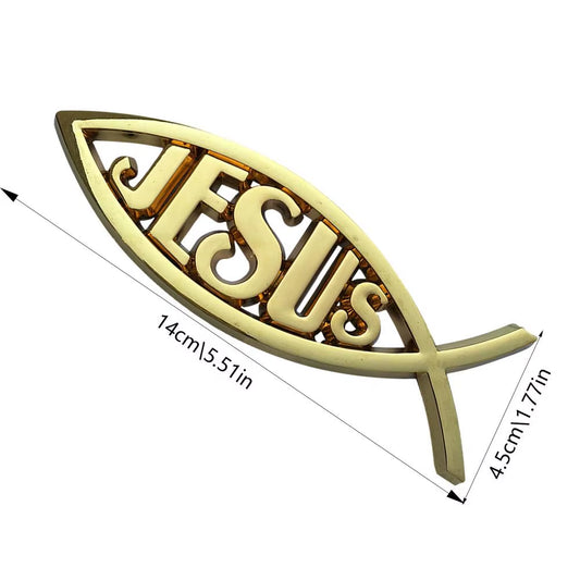 1Pcs JESUS Fish Silver Chrome Christian Crafts ABS Car Sticker PEACE FAITH Emblem Badge Decal Auto Accessories