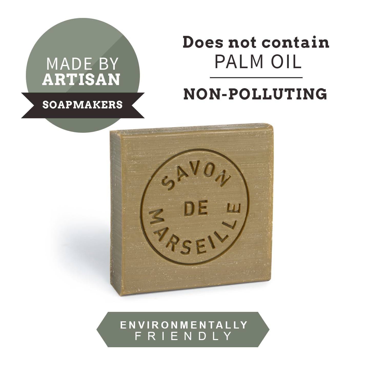 Pure Olive Savon De Marseille Soap Bar Sliced Cubes, French Olive Oil Soap Bar Slices, 4X65G/2.29Oz