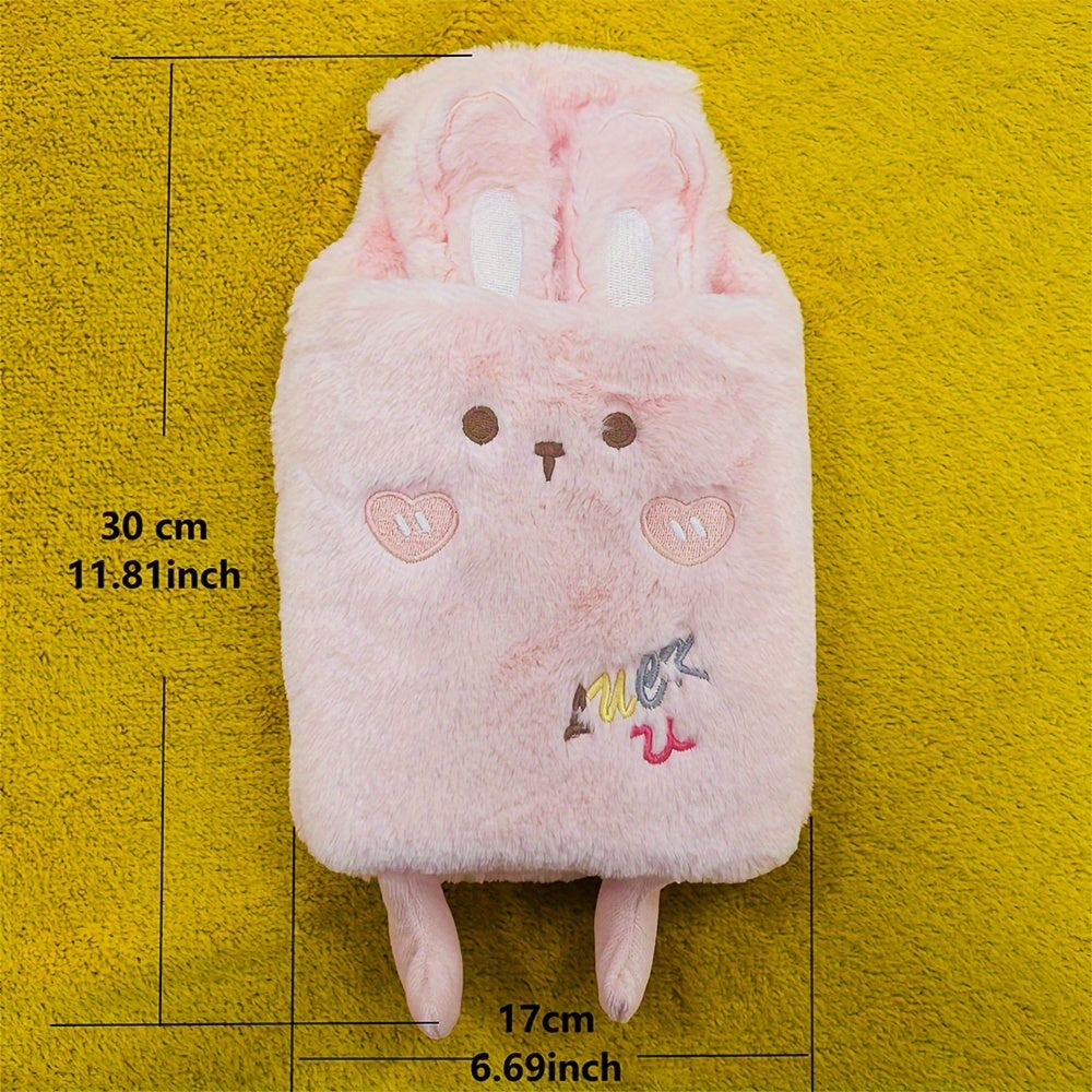 [Quick-Heating Cartoon Plush Bottle] 1000ml Portable Quick-Heating Cute Cartoon Animal Plush Hot Water Bottle - Long-Lasting Insulation, Removable PVC Liner for Cozy Bed Warmth, Hands & Feet Comfort - Fragrance-Free