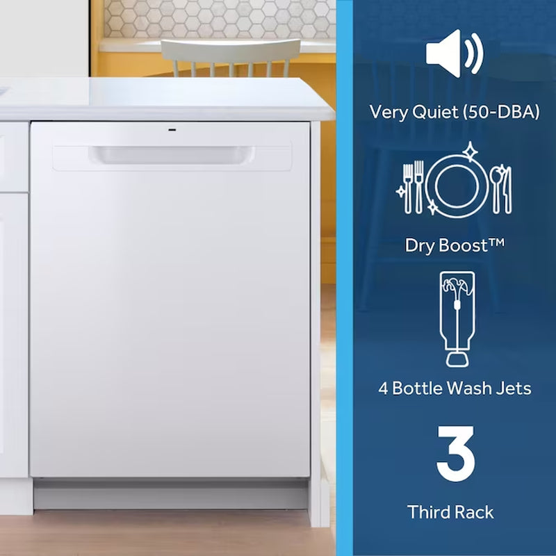 24-In Top Control Built-In Dishwasher ( White ) with Third Rack, Dry Boost , 50-Decibel