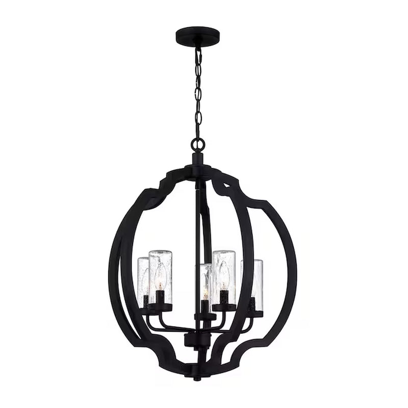 Castleton 5 -Light Matte Black Transitional for Use in Bathrooms, Bedrooms, Dining Rooms, Foyers, Kitchens, Living Rooms Chandelier