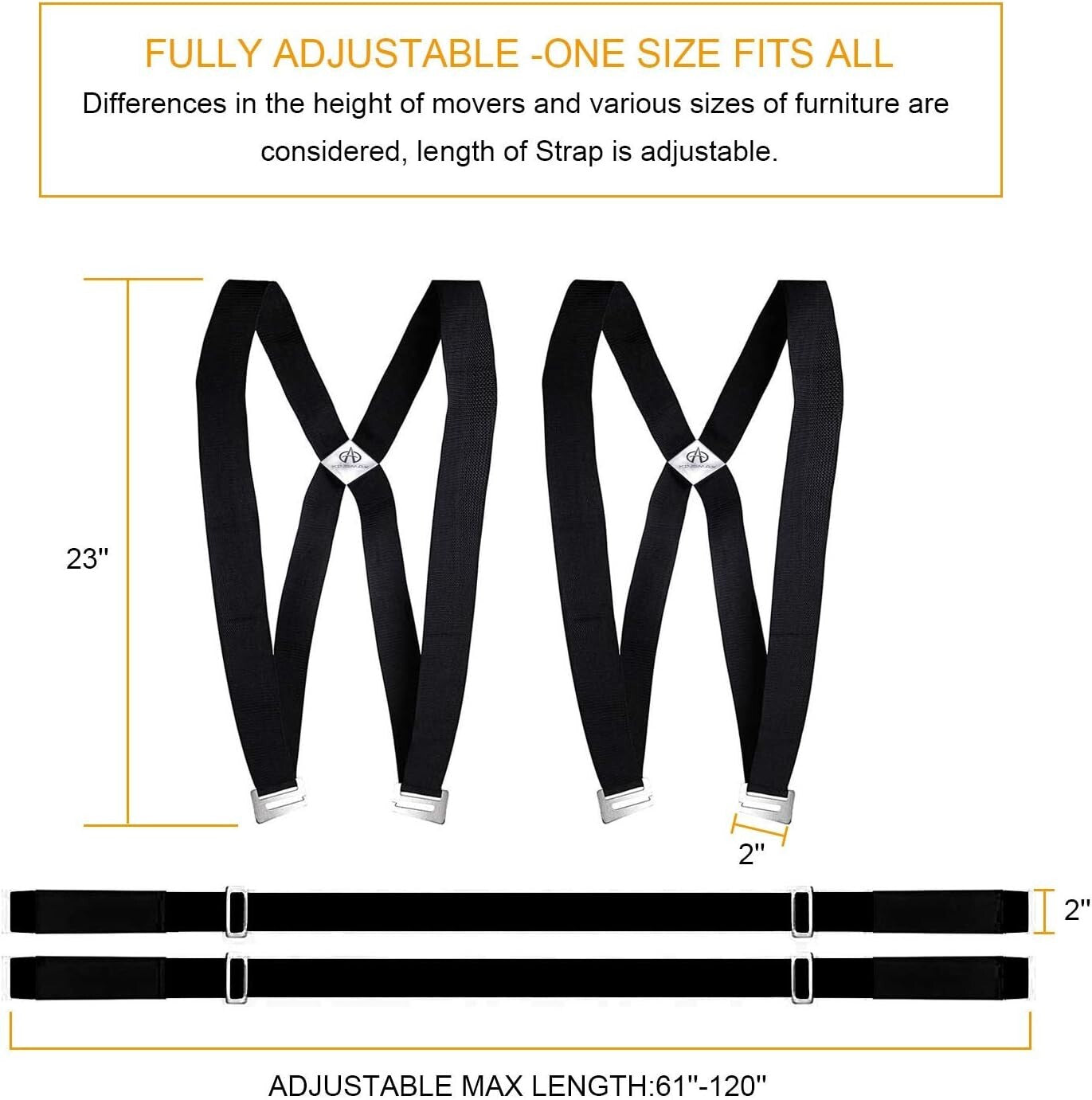 2-Person Lifting Moving Shoulder Straps for Heavy Furniture Appliances 850Lbs