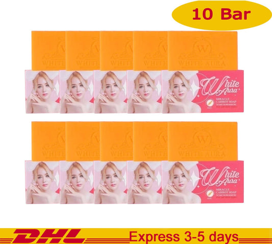 10X White Aura Miracle Carrot Soap 160G Reduce Dark Spots Moisture Body Skin