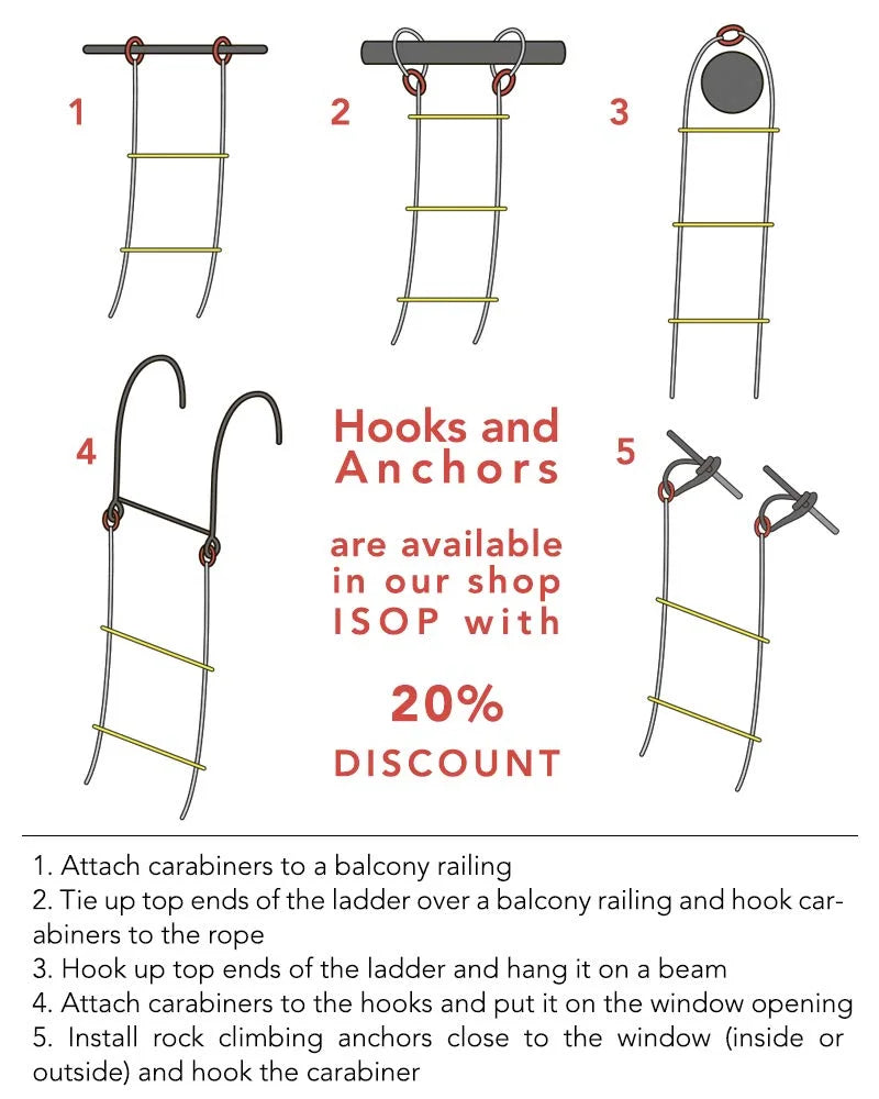 Ladder Rope 24Ft | Multifunctional Climbing Rope Ladder | Escape Ladder