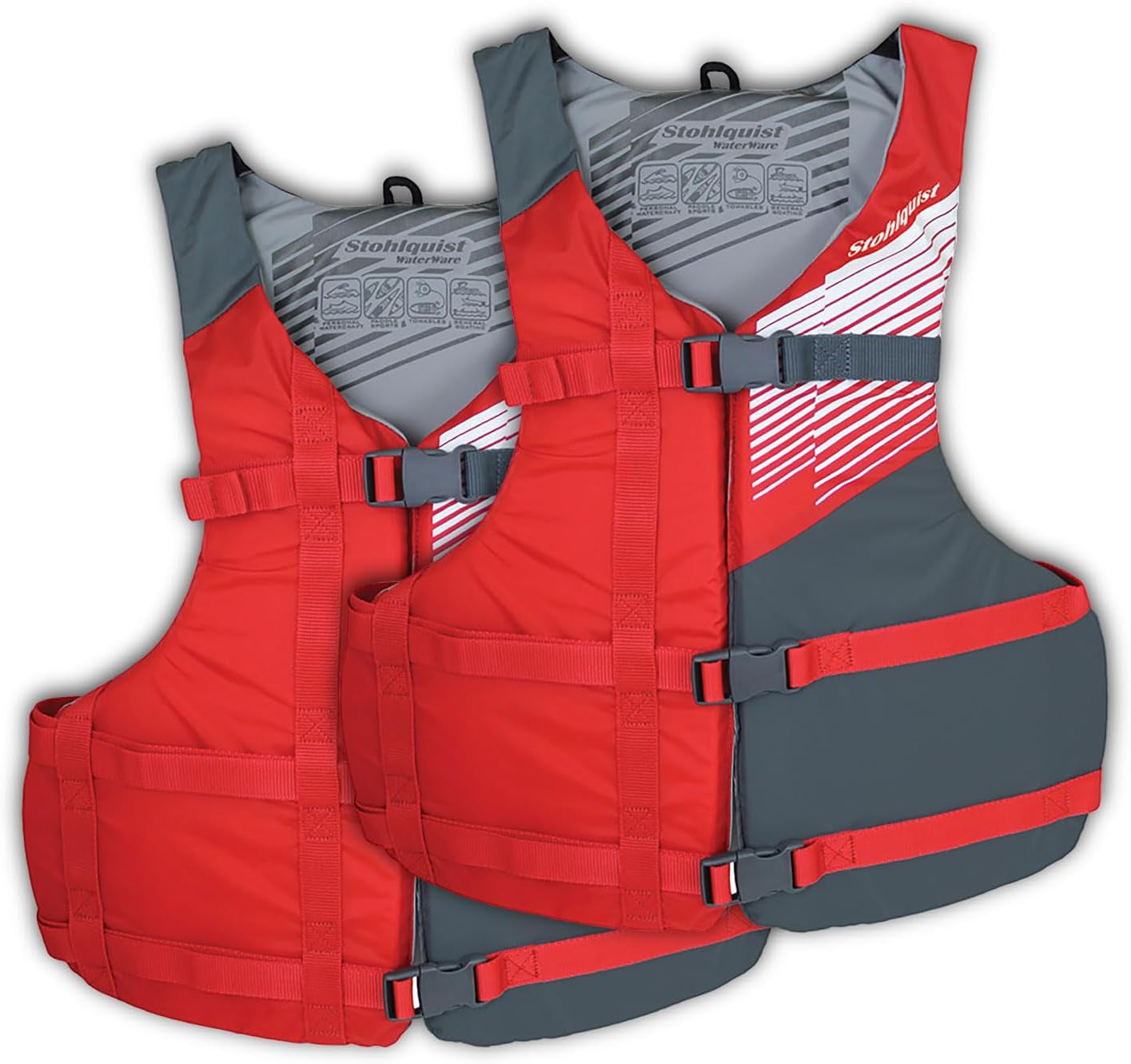 Universal Fit Adult Life Jacket PFD (2 and 4 Pack) Coast Guard Approved for Men and Women 90+ Lbs, Lightweight and Adjustable, Ideal for Boating, Kayaking & Water Sports
