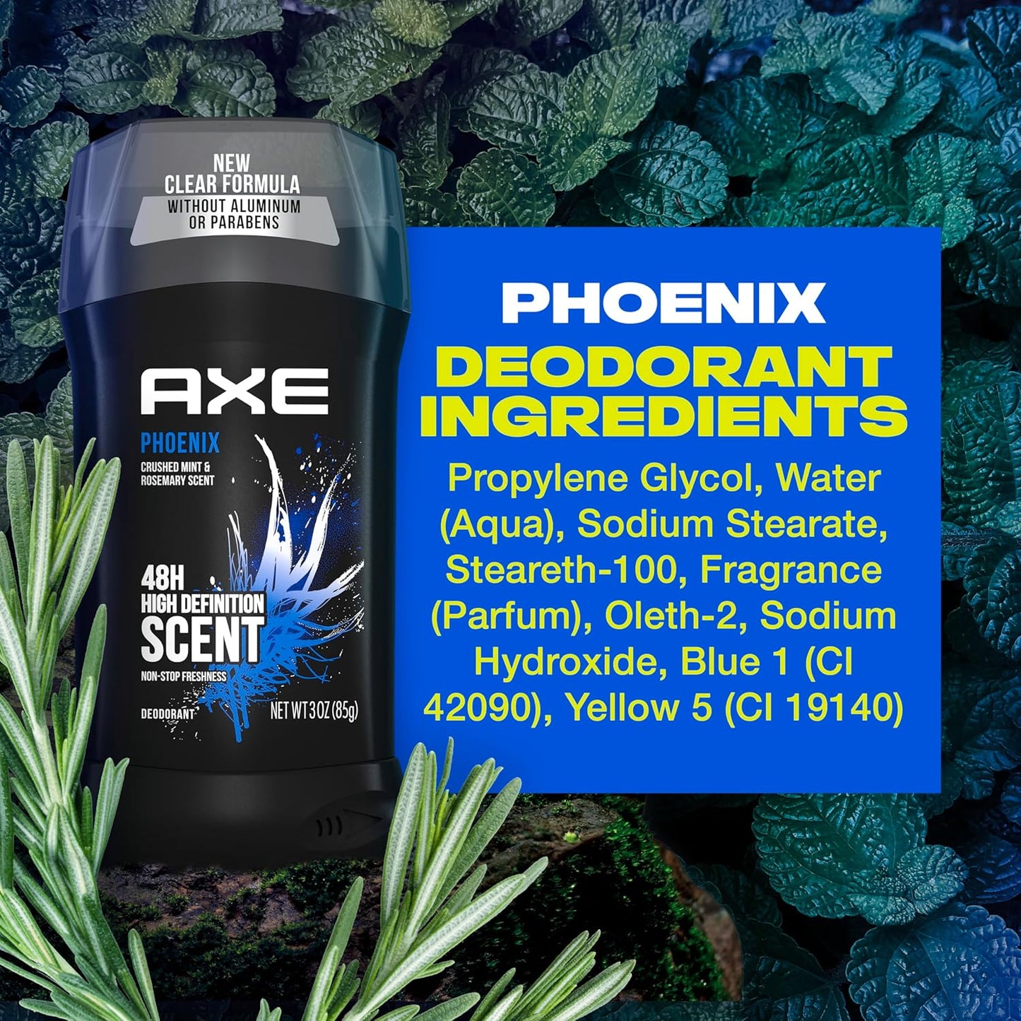 Dual Action Deodorant Stick for Long Lasting Odor Protection, Phoenix Crushed Mint & Rosemary Men'S Deo, Aluminum Free 3Oz Twin Pack