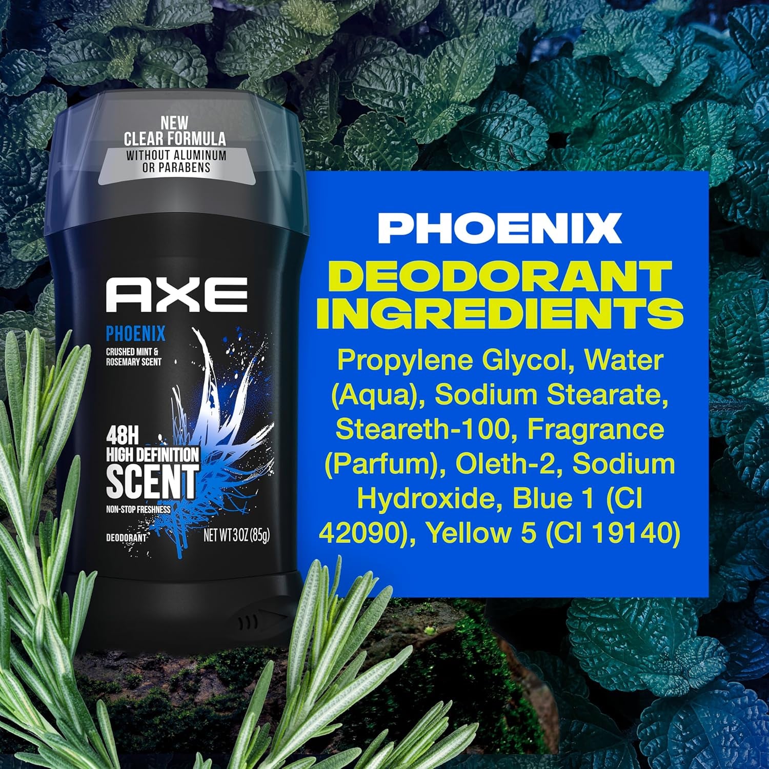 Dual Action Deodorant Stick for Long Lasting Odor Protection, Phoenix Crushed Mint & Rosemary Men'S Deo, Aluminum Free 3Oz Twin Pack