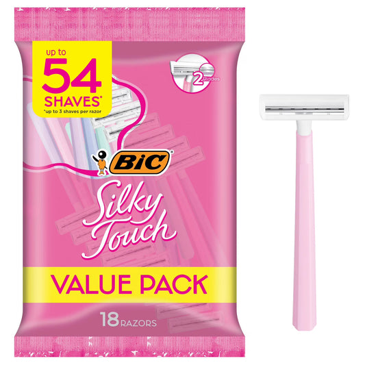 Silky Touch Women'S Disposable Razors with 2 Blades, 18-Pack of Women'S Razors