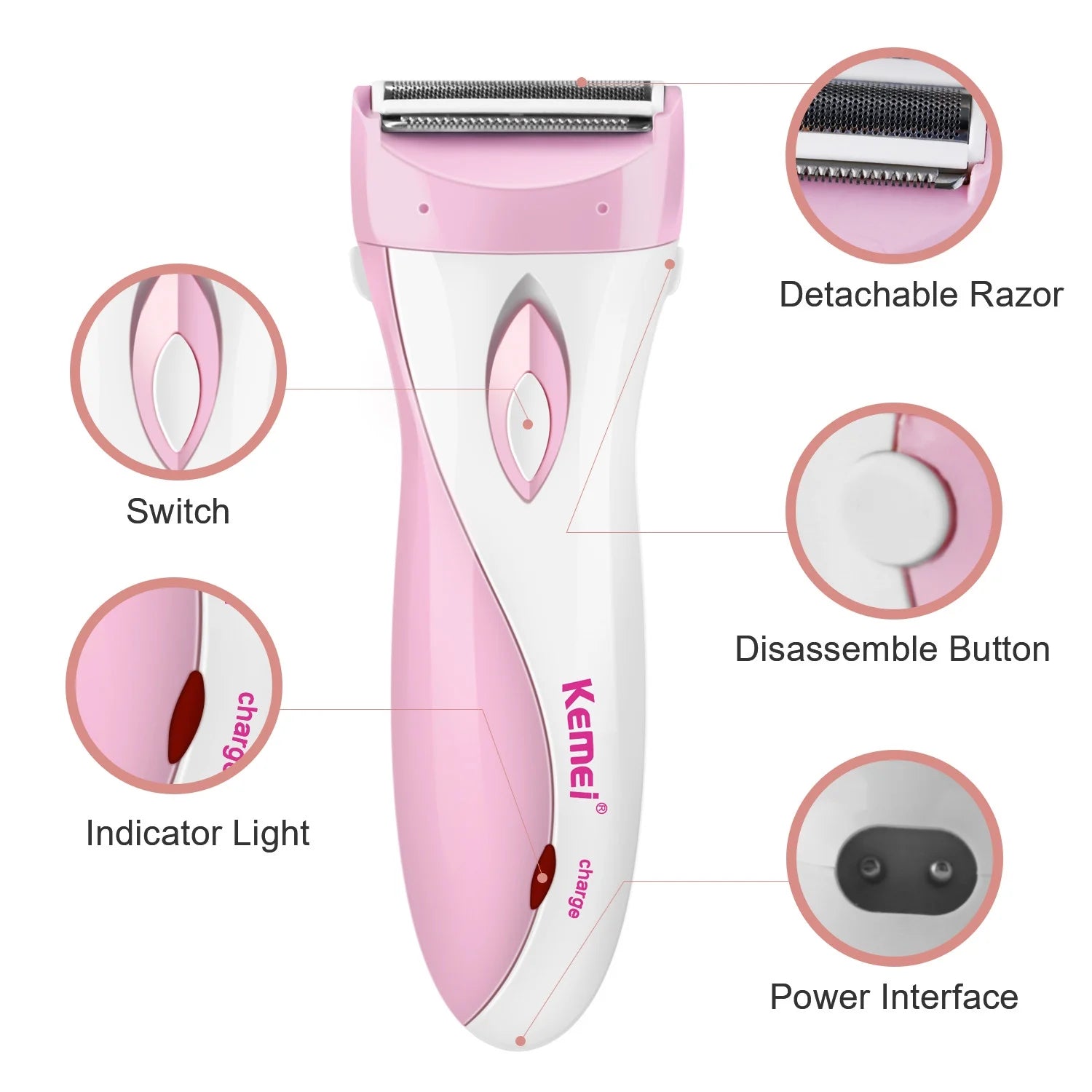 Electric Shavers Womens' Razor Cordless Female Epilator 3 Blade Trimmer
