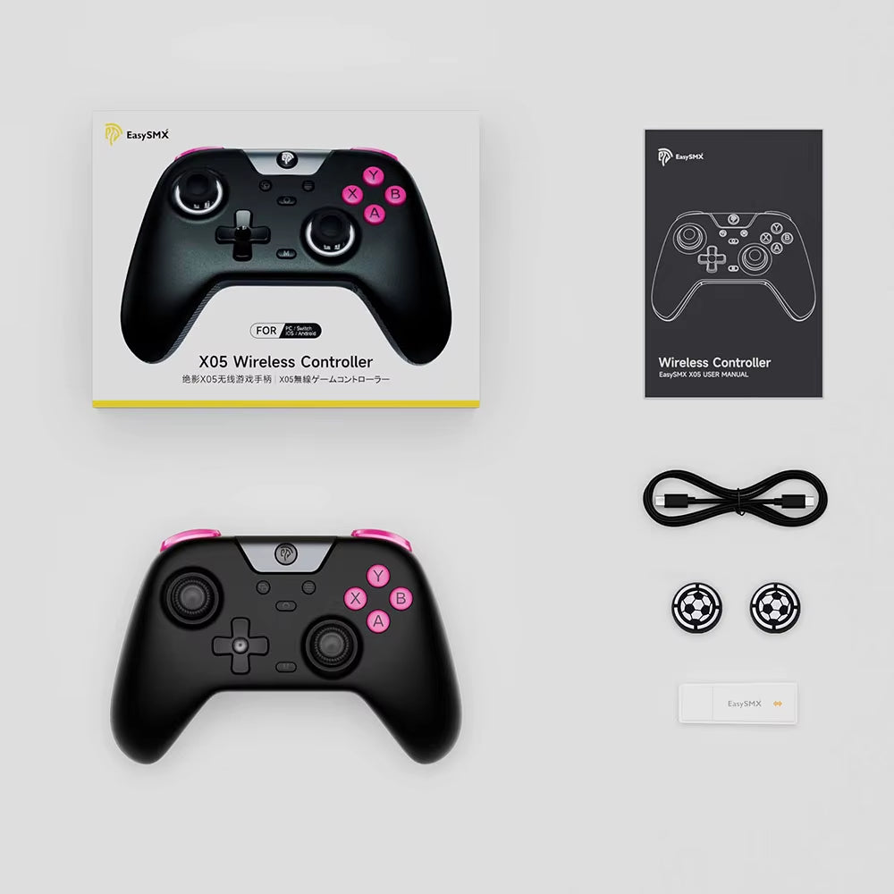 Easysmx X05 Wireless PC Gamepad Bluetooth Gaming Controller Compatible with Pc/Phone/Switch/Steam, Turbo RGB Hall Effect