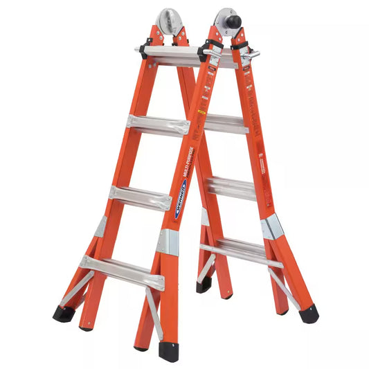 18 Ft. Reach Height Multi-Purpose Fiberglass PRO Ladder with 300 Lbs. Load Capacity Type IA