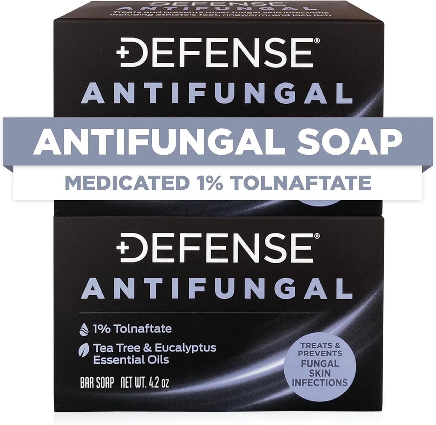Defense Antifungal Bar Soap 2-Pack | Jock Itch, Ringworm, Athlete'S Foot, Skin Fungus | Medicated anti Fungal Treatment (Two Bars, No Case)