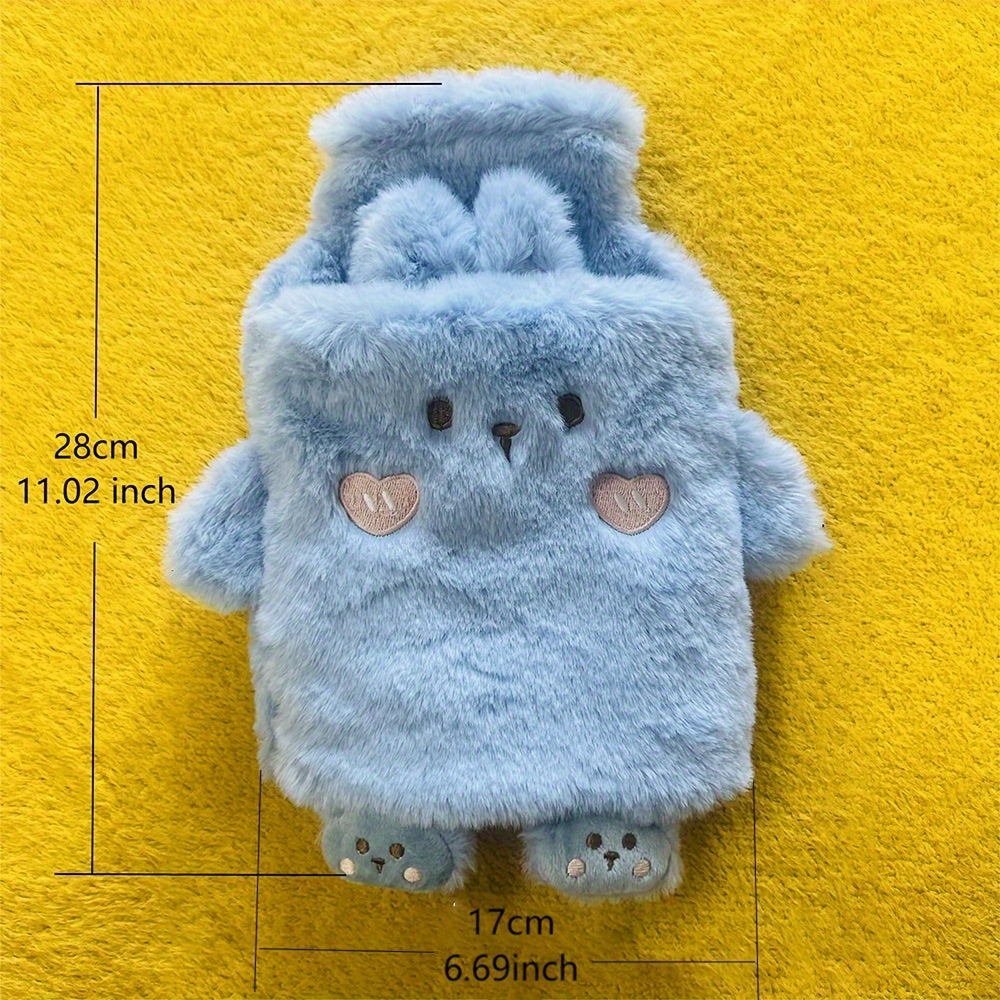 [Quick-Heating Cartoon Plush Bottle] 1000ml Portable Quick-Heating Cute Cartoon Animal Plush Hot Water Bottle - Long-Lasting Insulation, Removable PVC Liner for Cozy Bed Warmth, Hands & Feet Comfort - Fragrance-Free