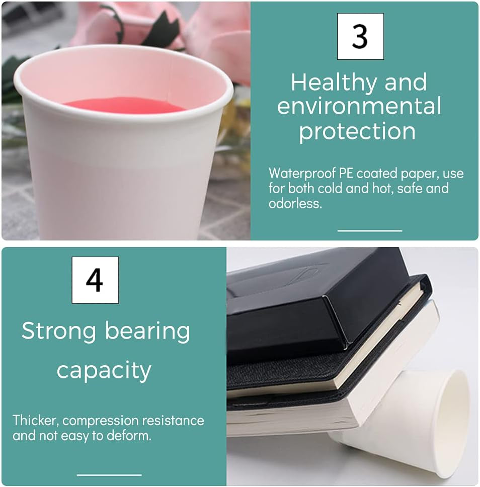 [150 Pack] Paper Cups 8 Oz, Disposable Paper Coffee Cup, Hot or Cold Beverage Drinking Paper Cups, Paper Cups for Party, Picnic, BBQ, Travel, and Event(White)