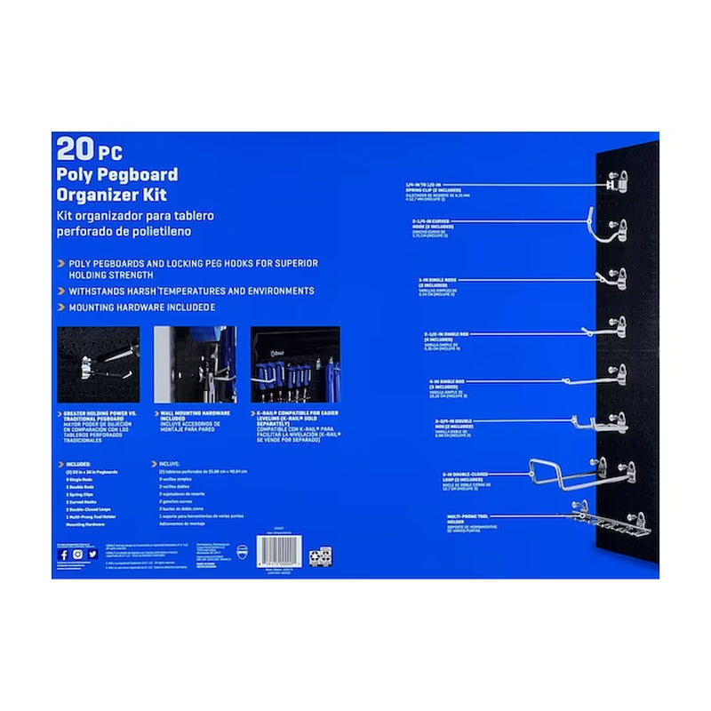 20 -Piece Polypropylene Pegboard Kit in Black 22-In W X 16-In H