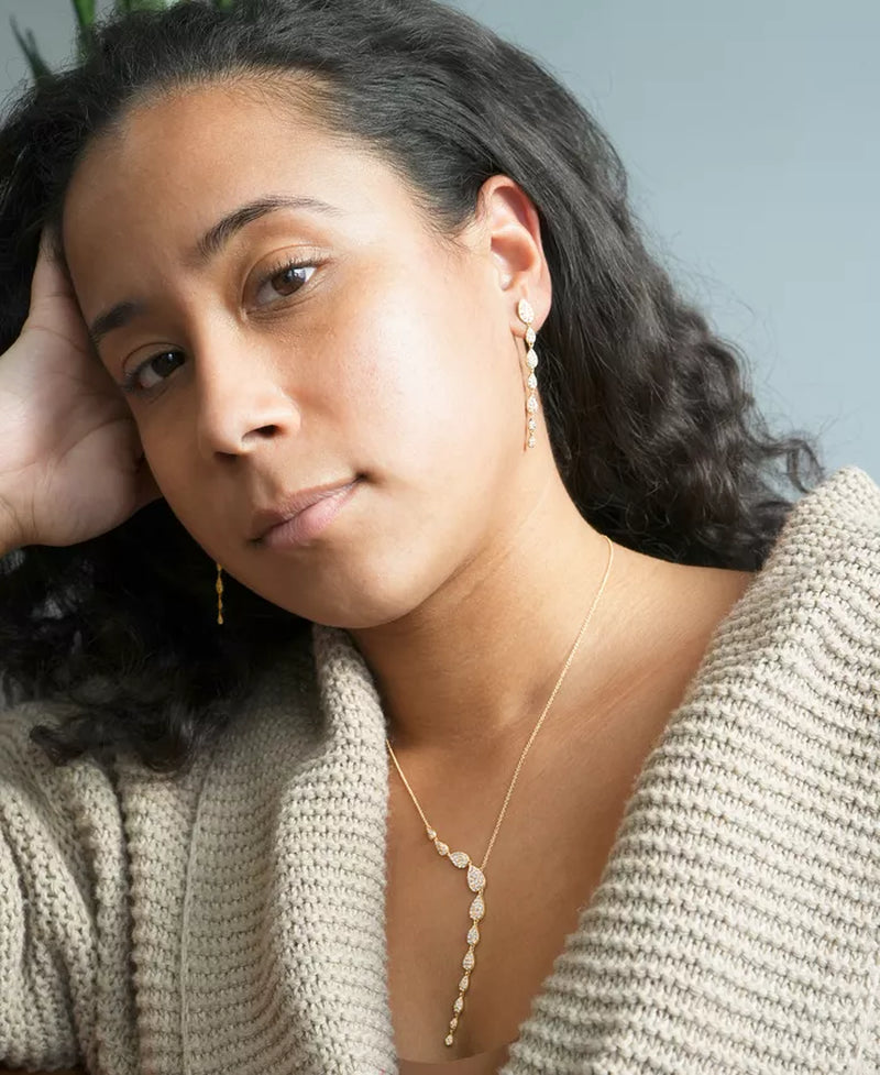 Diamond Cluster Linear Drop Earrings (1 Ct. T.W.) in 14K Gold or 14K White Gold, Created for Macy'S