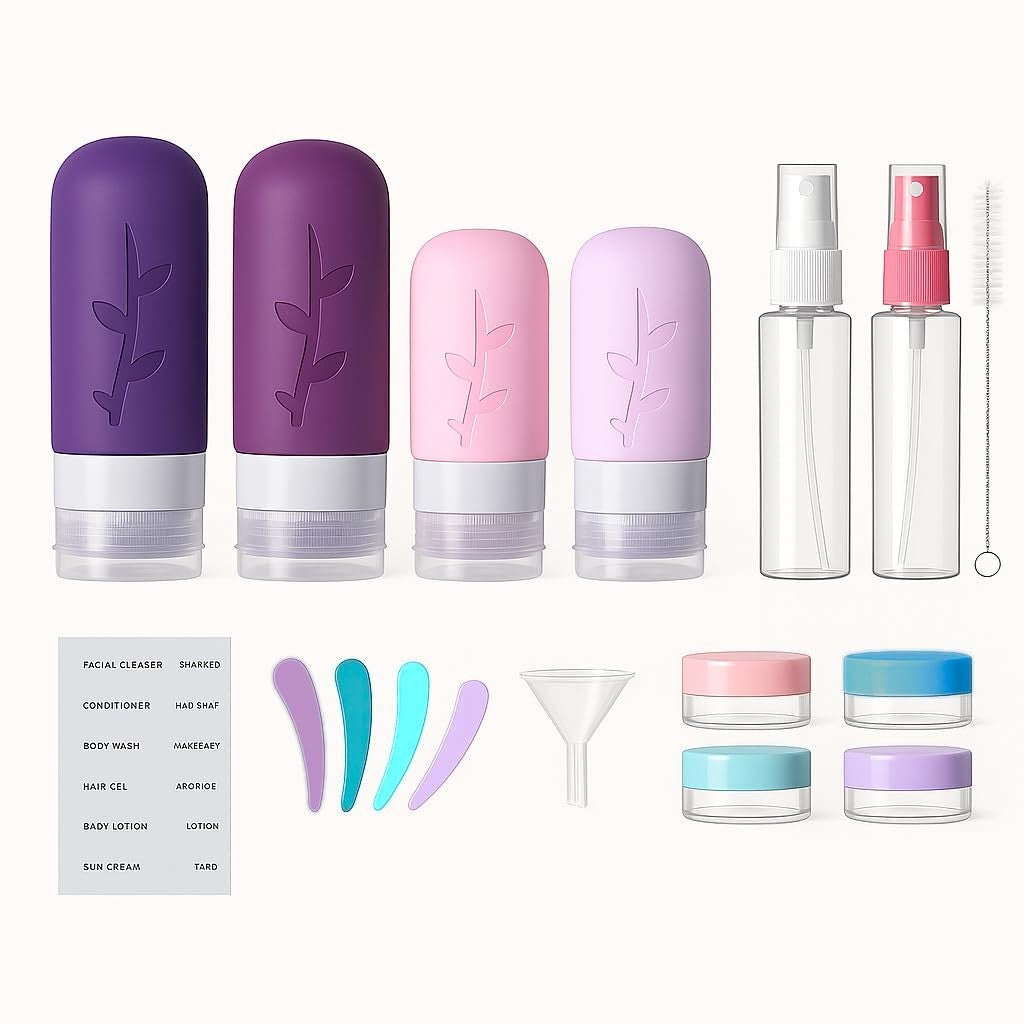 Travel Containers for Toiletries - Leak Proof Silicone Bottles, Refillable