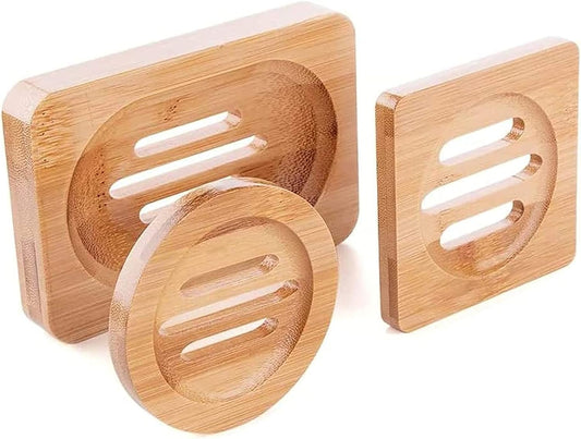 Bamboo Wood Soap Dish,Soap Dish Case Soap Tray,Natural Wooden Soap Holders for Shower,Home, Bathroom,Kitchen(3 Pieces)