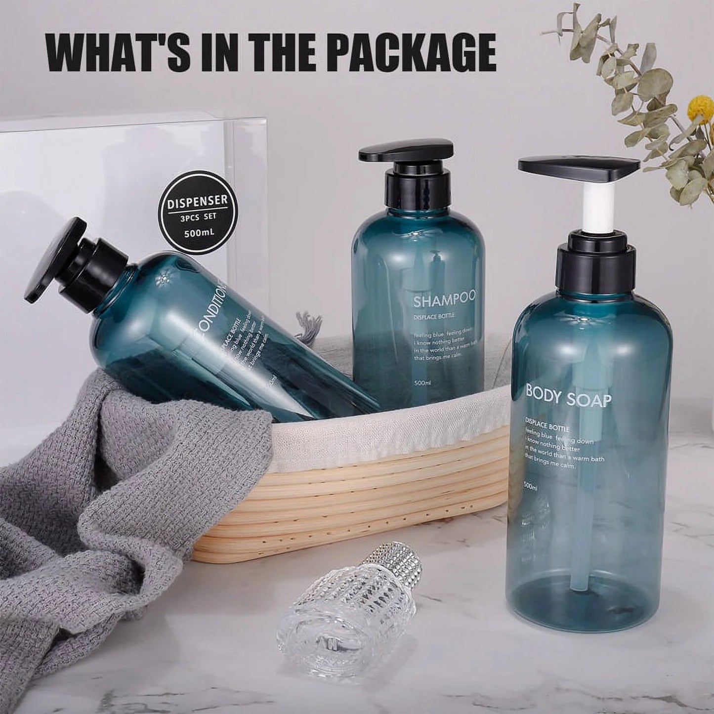 3 Pack Shampoo and Conditioner Dispensers