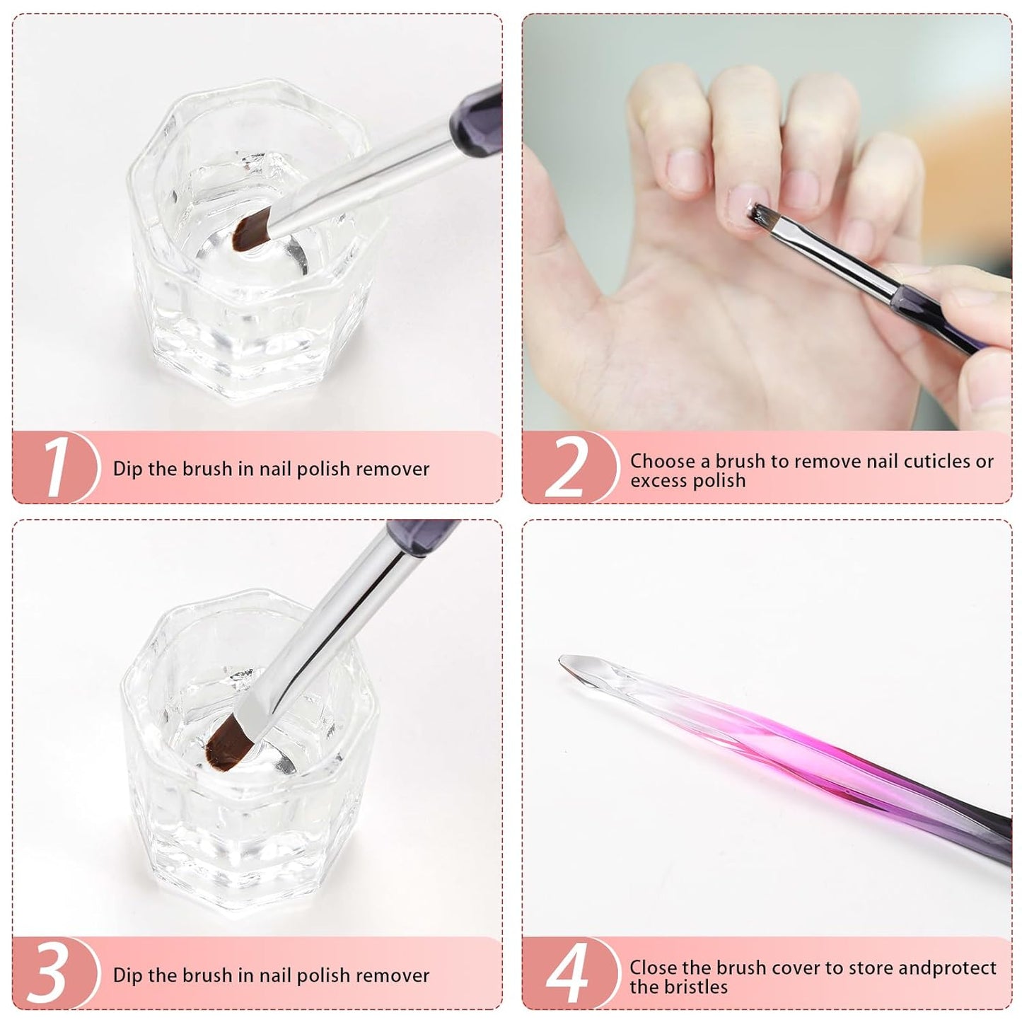Nail Art Clean up Brushes,3Pcs Nail Brush for Cleaning Polish Mistakes on the Cu