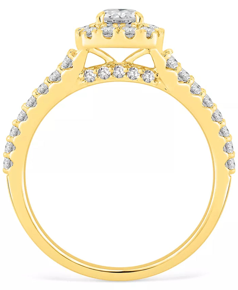 Diamond Halo Engagement Ring (1 Ct. T.W.) in 14K Yellow Gold