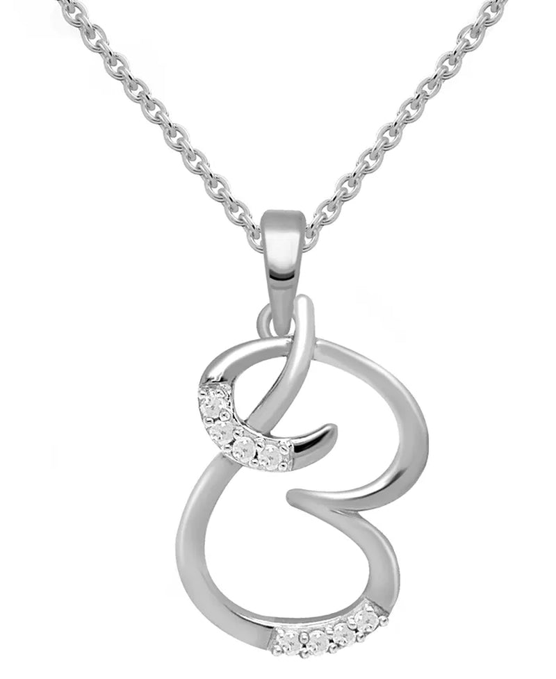 Diamond Fancy Initial 18" Pendant Necklace (1/10 Ct. T.W.) in Sterling Silver