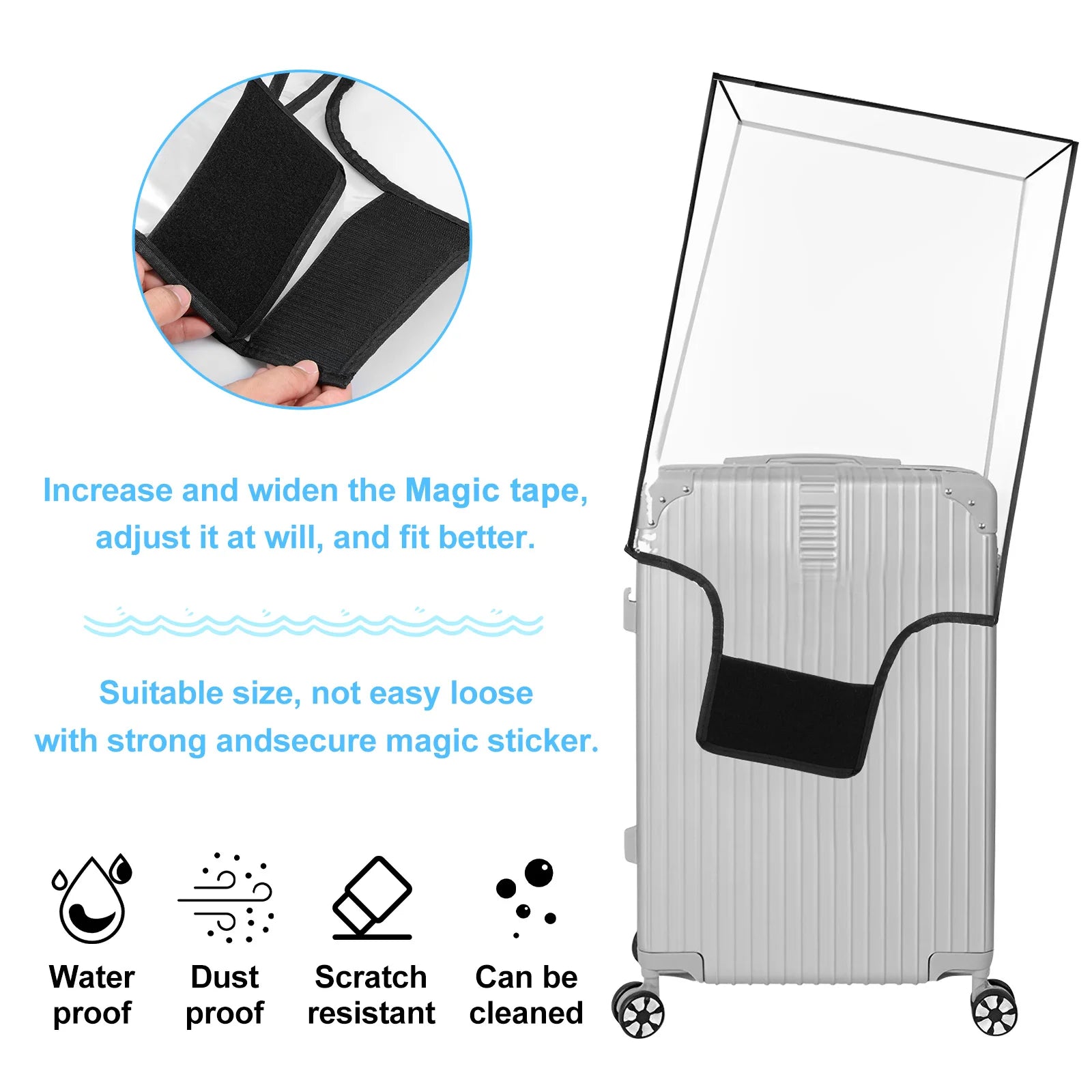 3Pcs/Set Luggage Cover Clear PVC Suitcase Covers Protector Suitcase Cover for 20 24 28 Inch Luggage for Luggage Travelling