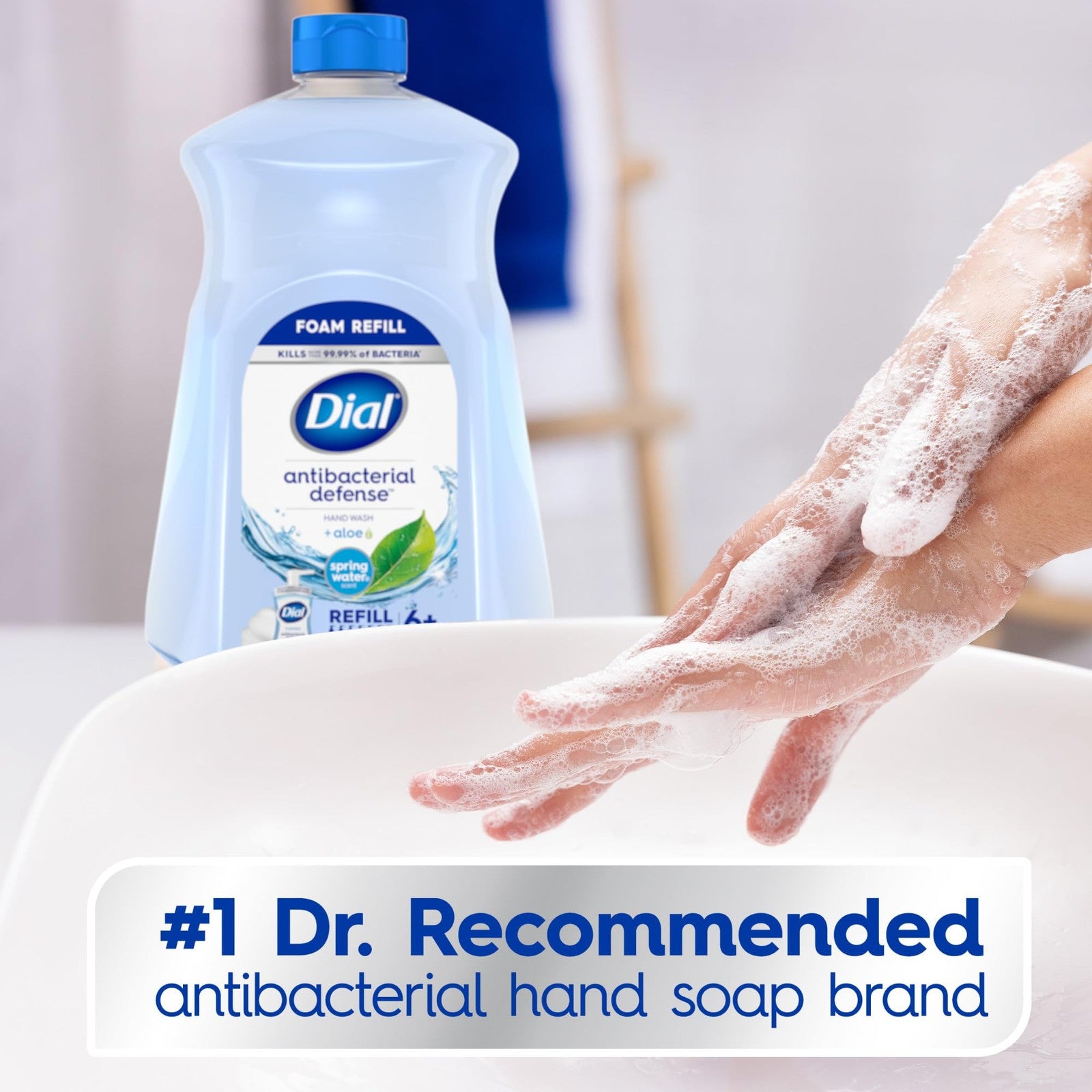 Dial Antibacterial Foaming Hand Soap Refill, Spring Water, 52 Fl Oz