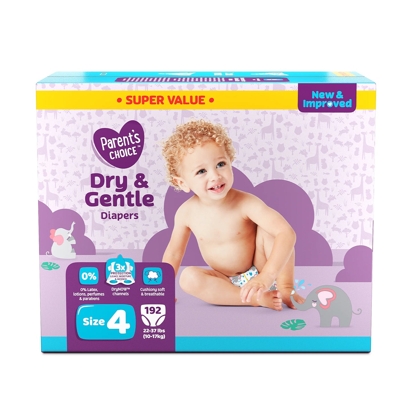 Dry & Gentle Diapers Size 4, 192 Count (Select for More Options)
