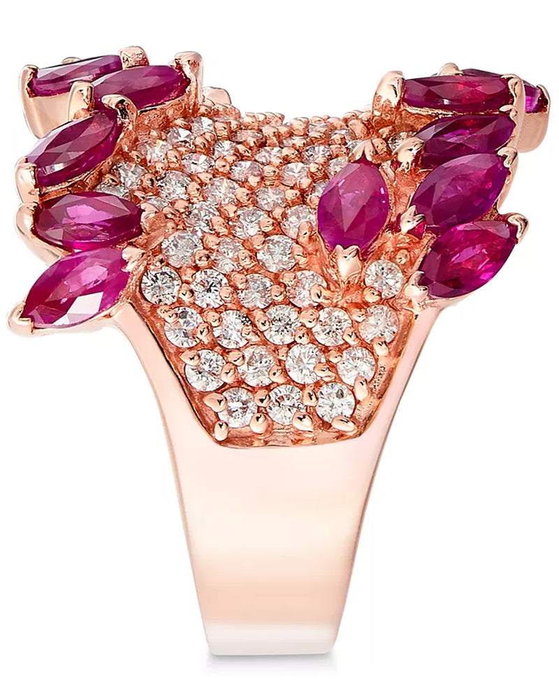 EFFYÂ® Ruby (3-1/4 Ct. T.W.) & Diamond (1-3/8 Ct. T.W.) Ring in 14K Rose Gold