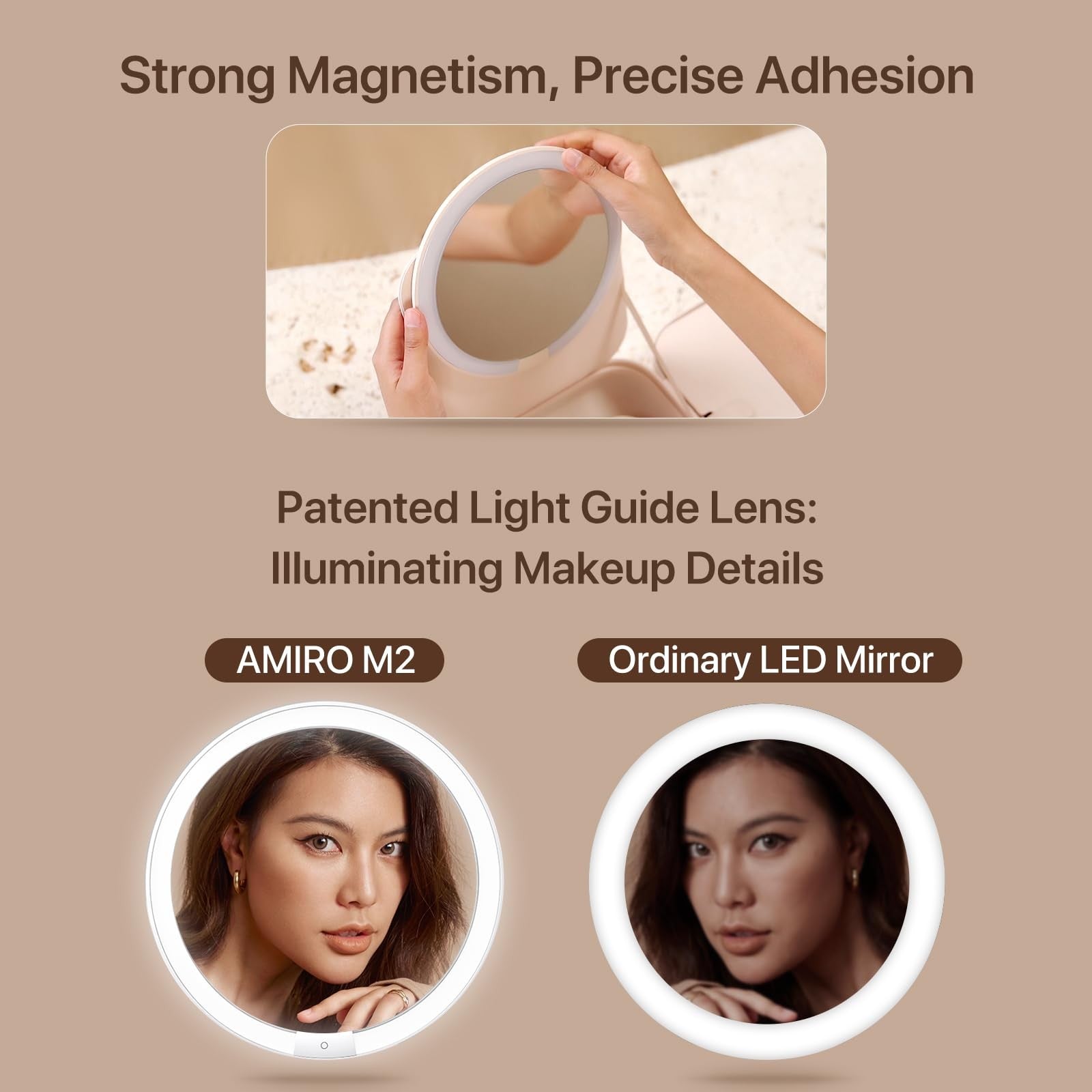 M2 Lumocube Makeup Mirror with Bag - Portable LED Makeup Mirror with Lights, ...