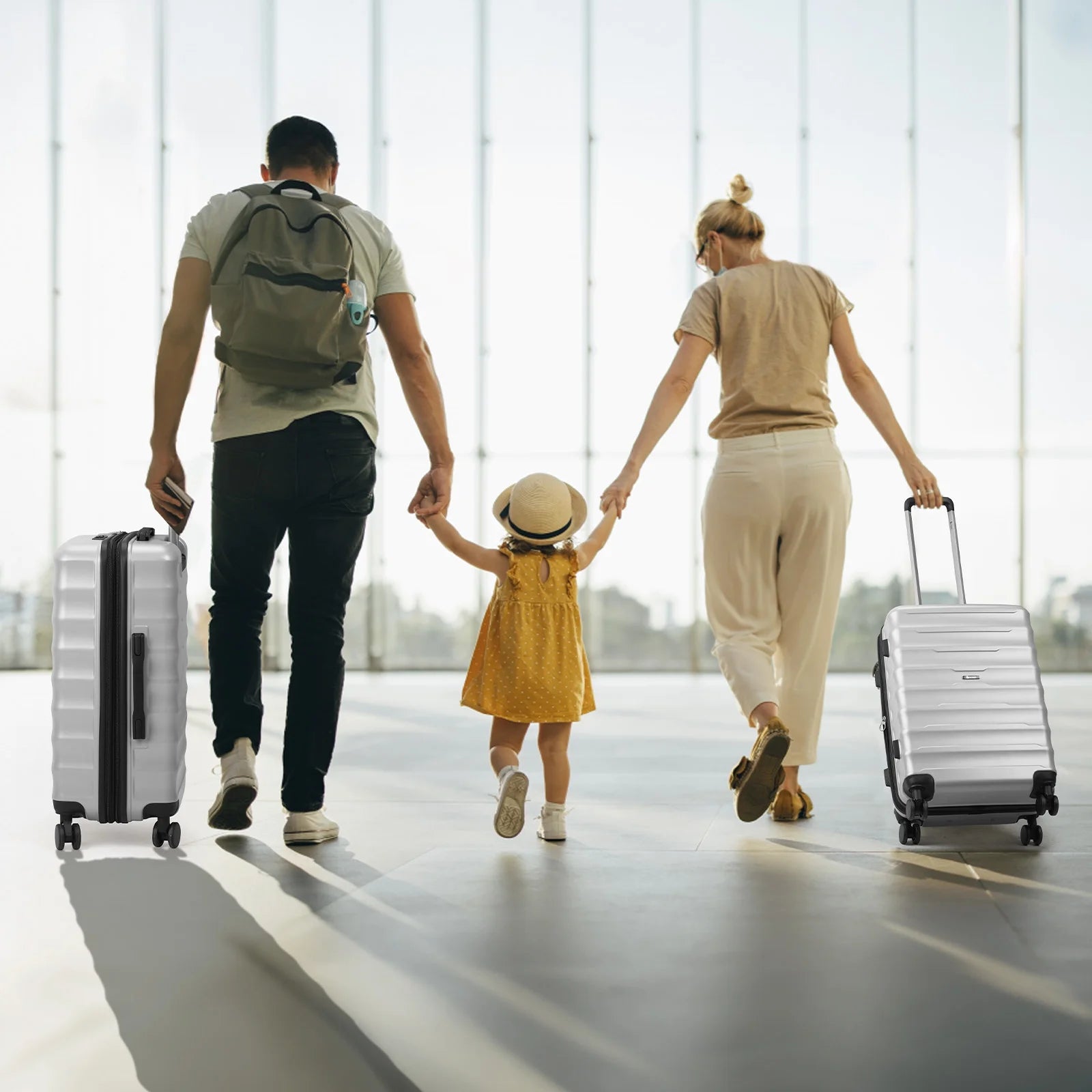 3 Piece Luggage Sets, ABS+PC Expandble Hardside Suitcase TSA Lock Lightweight Durable Spinner Luggage, Gray