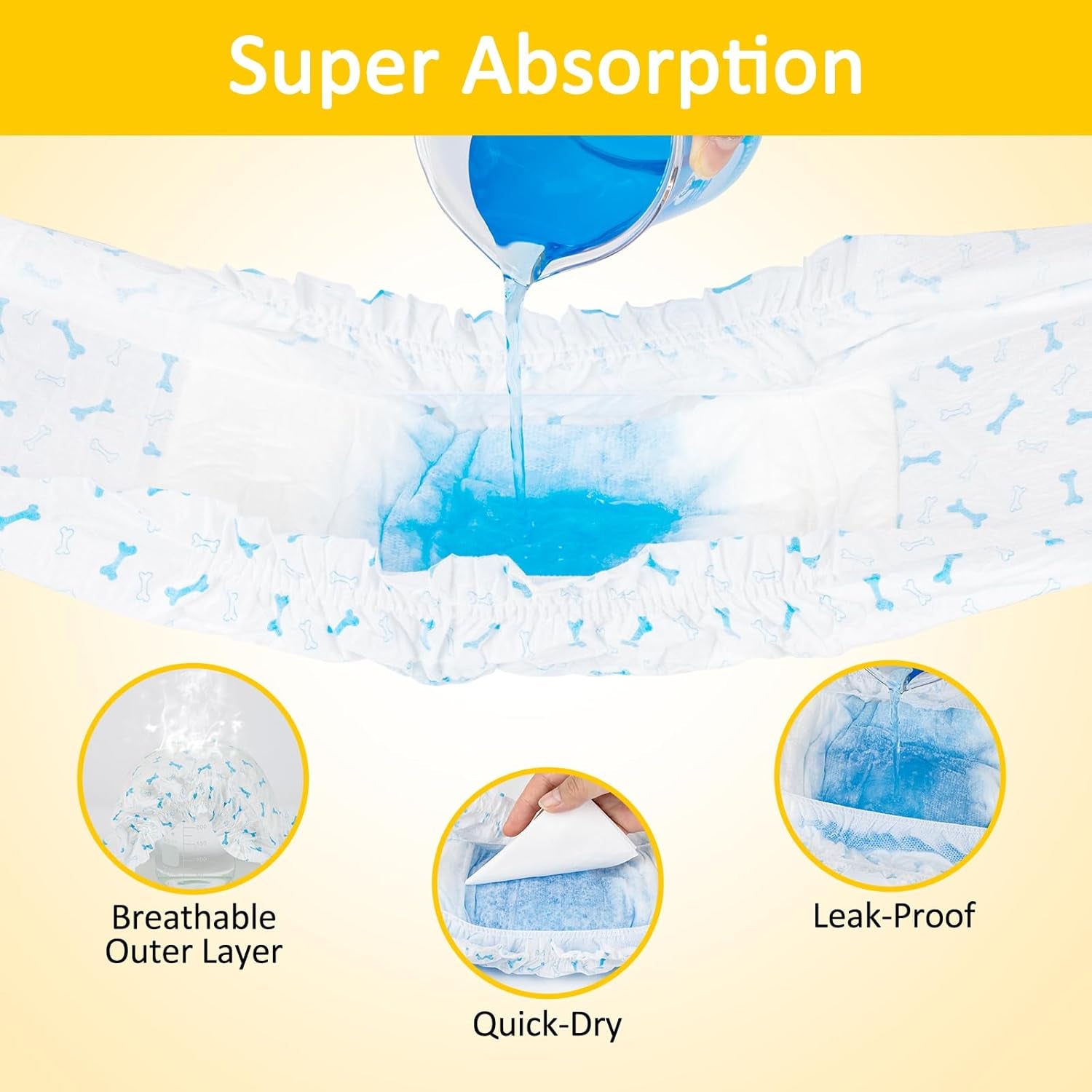 Disposable Dog Diapers (14-56Pcs), Dog Wraps for Male Dogs with Wetness Indicator, Super Absorbent Doggy Diapers for Small Dogs