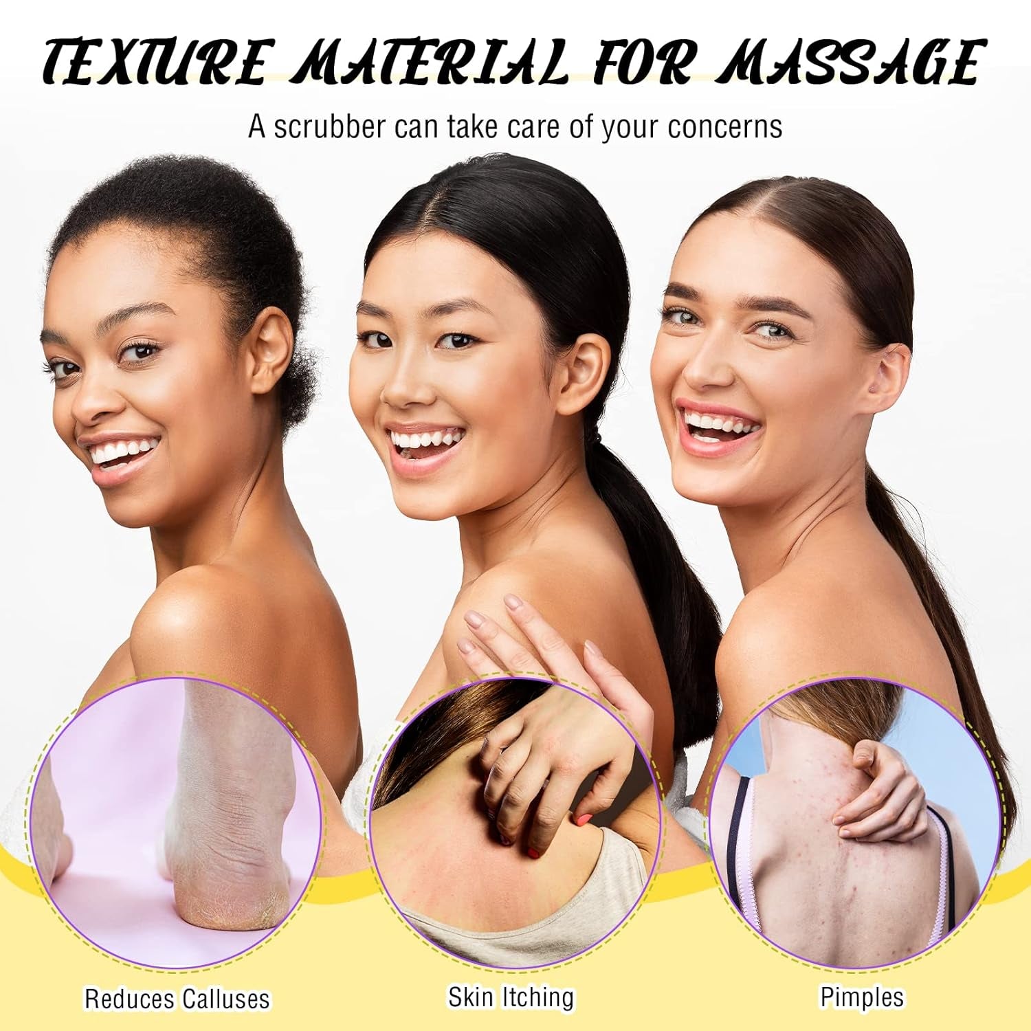5 Pcs ​Back Scrubber for Shower Exfoliating Body Exfoliating with Handles Washcloth Towel Pull Strap Shower Scrubber for Body Cleans Skin Massages for Women Men One Size